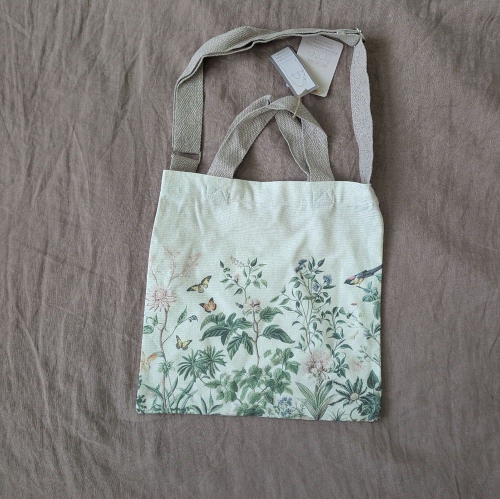 🌸 English Garden Canvas Tote Bag & Purse - Adjustable Straps & Snap Closure NWT - Picture 4 of 11
